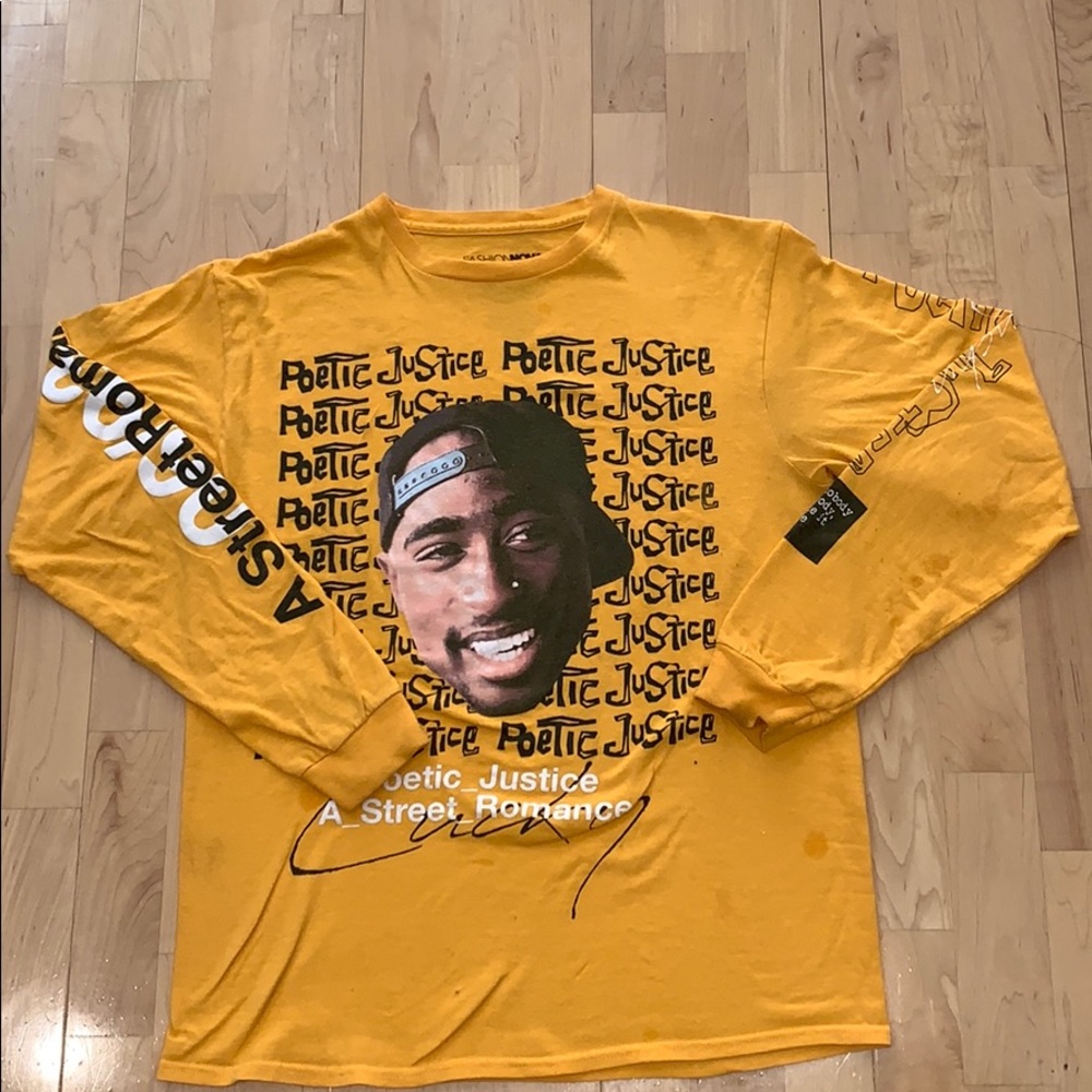 Yellow Tupac long sleeve graphic tee